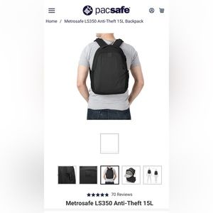 Pacsafe Travel Backpack Metrosafe LS350 Anti-Theft 15L Backpack Men Women NWOT